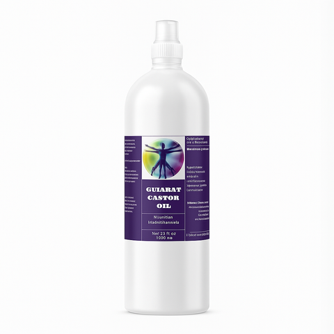 Gujarat Organic Castor Oil Nutrition Health Formula| Premium Cold-Pressed Plant Wellness Blend | 32 Fl. oz | Free from Hexane, Synthetic Additives, and Animal Derivatives