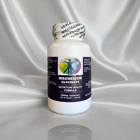 Magnesium Glycinate Nutrition Health Formula | Daily Mineral & Vitamin Support Worldwide | VegCaps 90 Capsules, 500mg