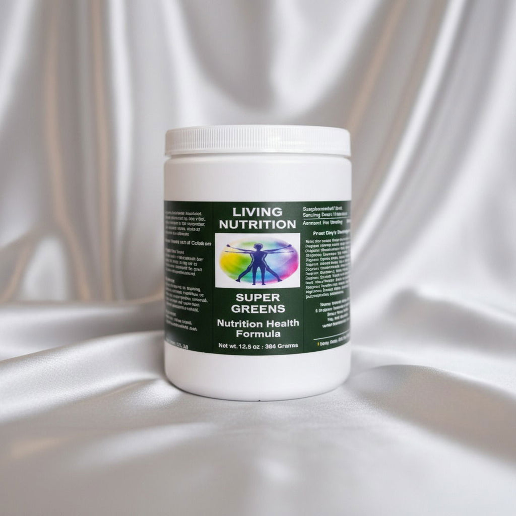 Living Nutrition Super Greens Powder – Organic Superfood Blend w/ Chaga Mushroom, Soursop, Beet Root –  for Detox, Energy, and Immune Vitality | 20+ Whole Foods – Vegan, Non-GMO – 354g