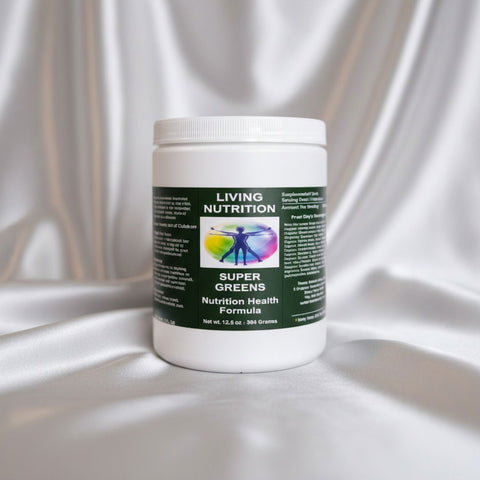 Living Nutrition Super Greens Powder – Organic Superfood Blend w/ Chaga Mushroom, Soursop, Beet Root –  for Detox, Energy, and Immune Vitality | 20+ Whole Foods – Vegan, Non-GMO – 354g